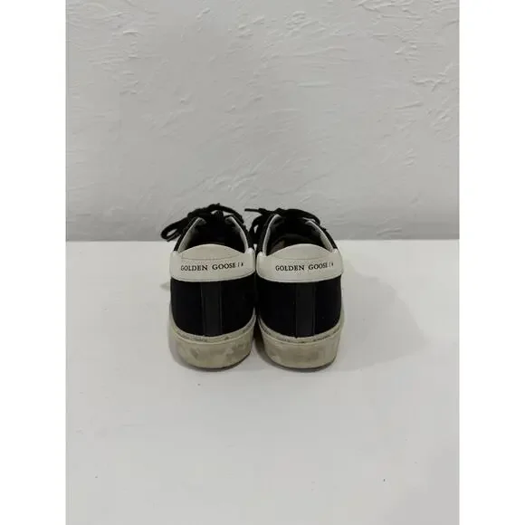 Golden Goose Black Leather Low-Top Lace-up Deluxe Hi Star Sneakers Size 38 - Picture 4 of 5